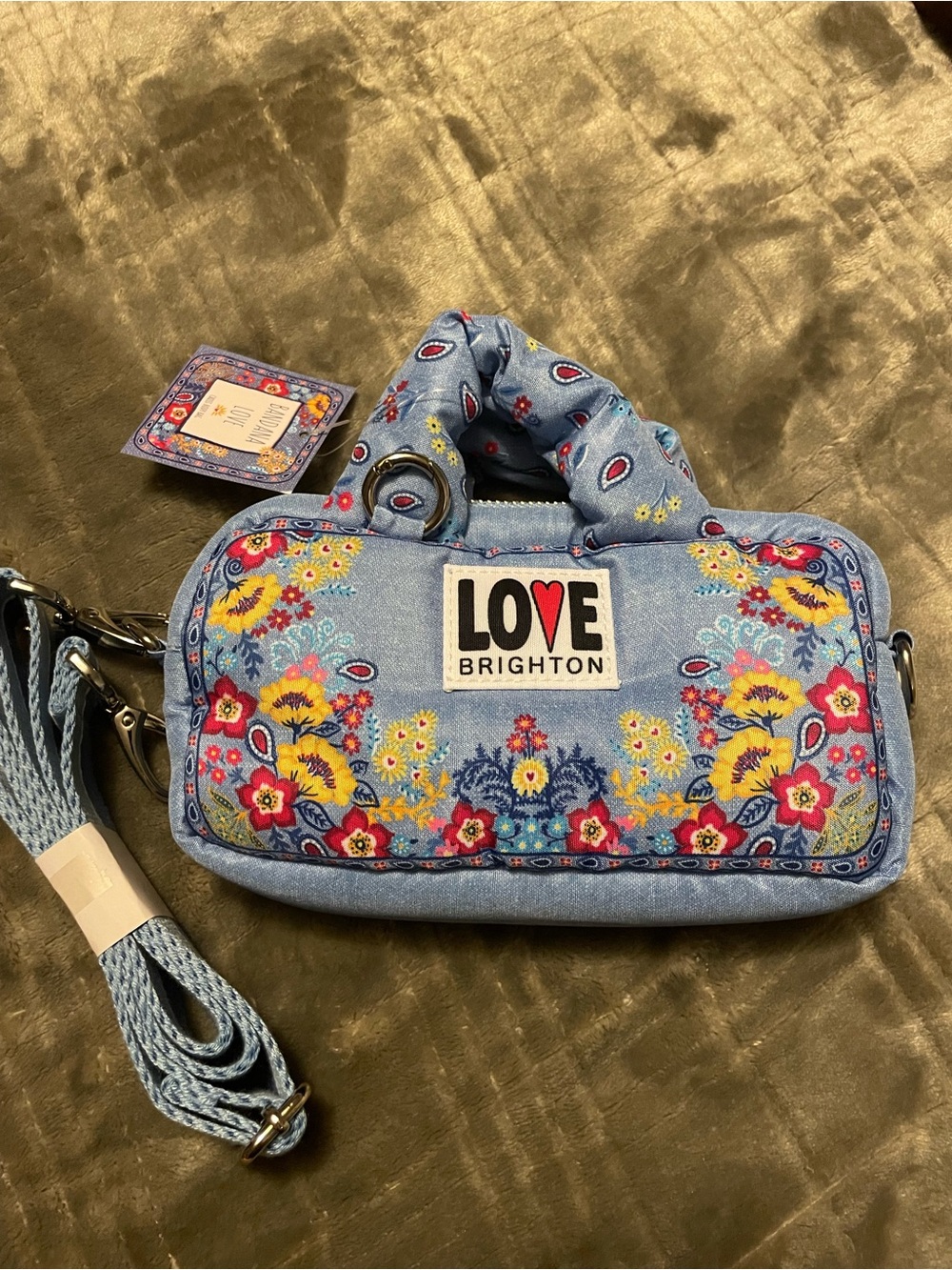 Brighton Bandana Love Blue Floral Crossbody Bag